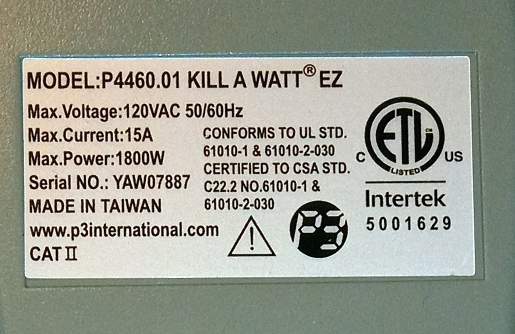 P3 International P4460 Kill A Watt EZ Electricity Usage Monitor, grey customer photo 2