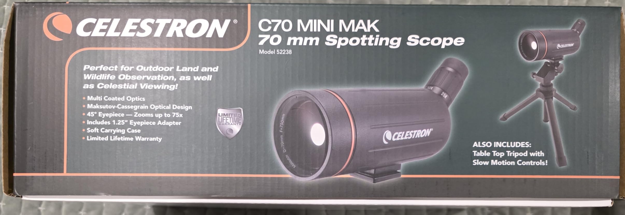 Celestron Mini Mak 70mm Angled Spotting Scope - Maksutov Spotting Scope - Great for Long Range Viewing - 25-75x Zoom Eyepiece - Multi-Coated Optics - Rubber Armored - Tabletop Tripod Included customer photo 2