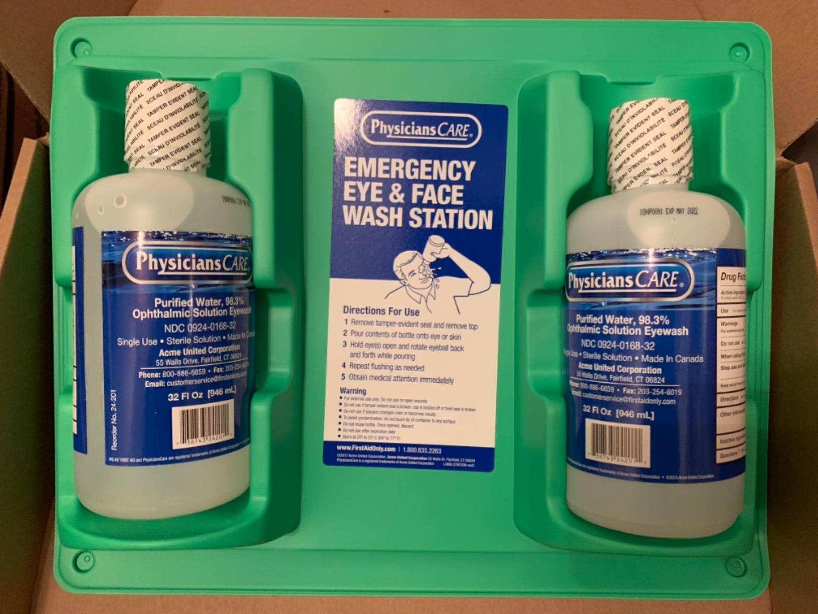 PhysiciansCare Wall-Mountable Eyewash Station with 2 Bottles of Eye Wash Solution, 32 oz Each customer photo 1