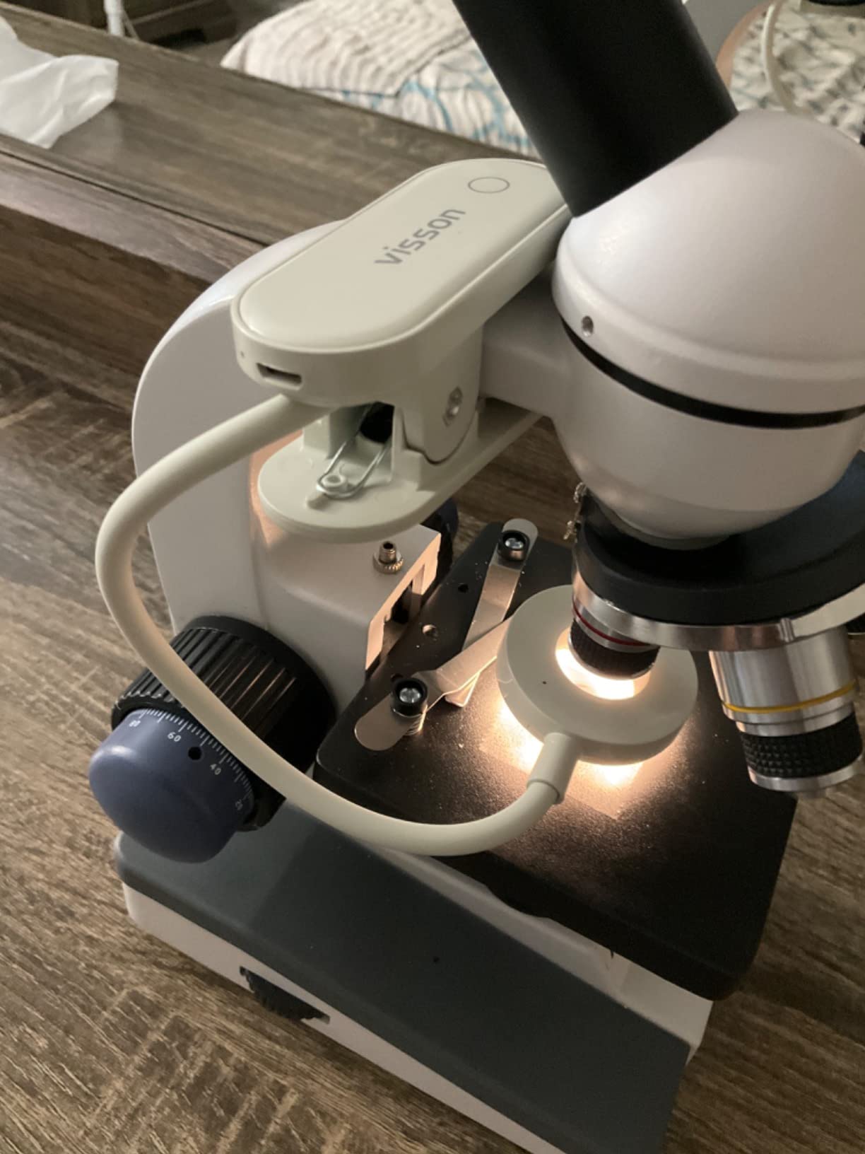 AmScope M150 Series Portable Student Monocular Compound Microscope - 40X-1000X Magnification - Features LED Light & 25 Prepared Slides - Has Coarse & Fine Focus customer photo 1