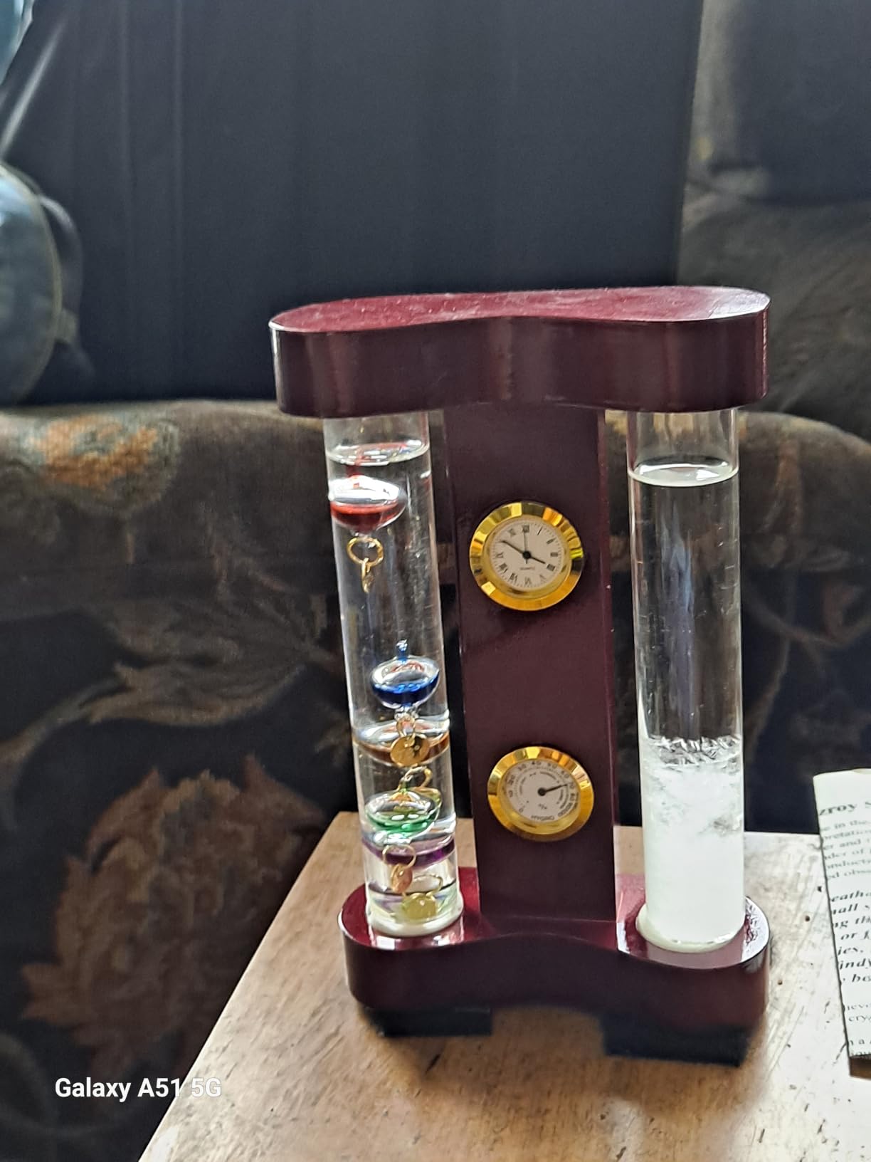 Lily's Home Analog Weather Station with Galileo Thermometer - Storm Glass, Clock and Hygrometer - 4-in-1 Indoor Desk Display - 7 x 4.4 Inches customer photo 1