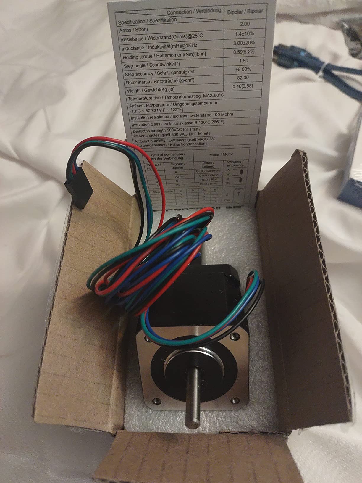 STEPPERONLINE Nema 17 Stepper Motor Bipolar 2A 59Ncm(84oz.in) 48mm Body 4-Lead W/ 1m Cable and Connector Compatible with 3D Printer/CNC customer photo 2