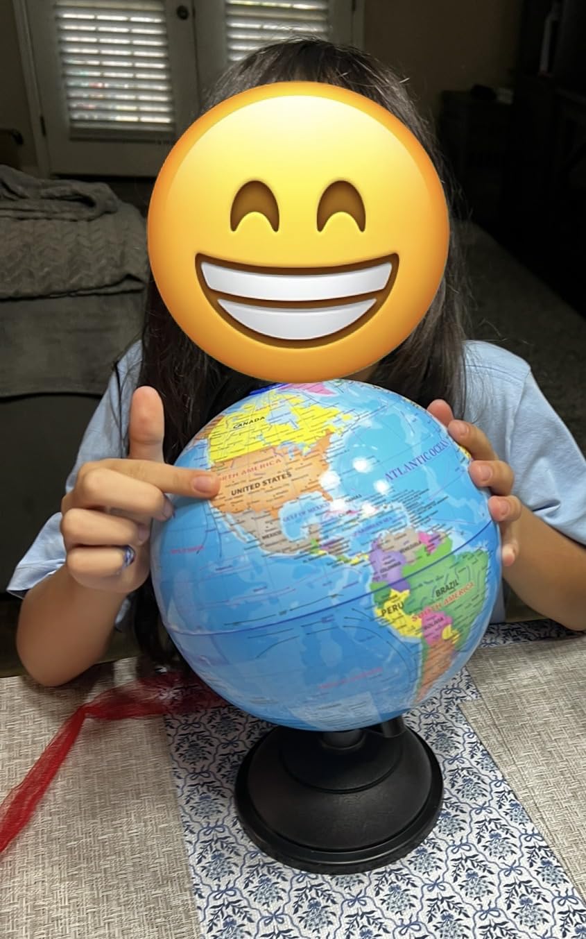 Juvale World Globe for Kids - 8-Inch, Multicolor with Plastic Stand - Educational Desk Globe with World Map for Kids & Classroom Decor customer photo 1