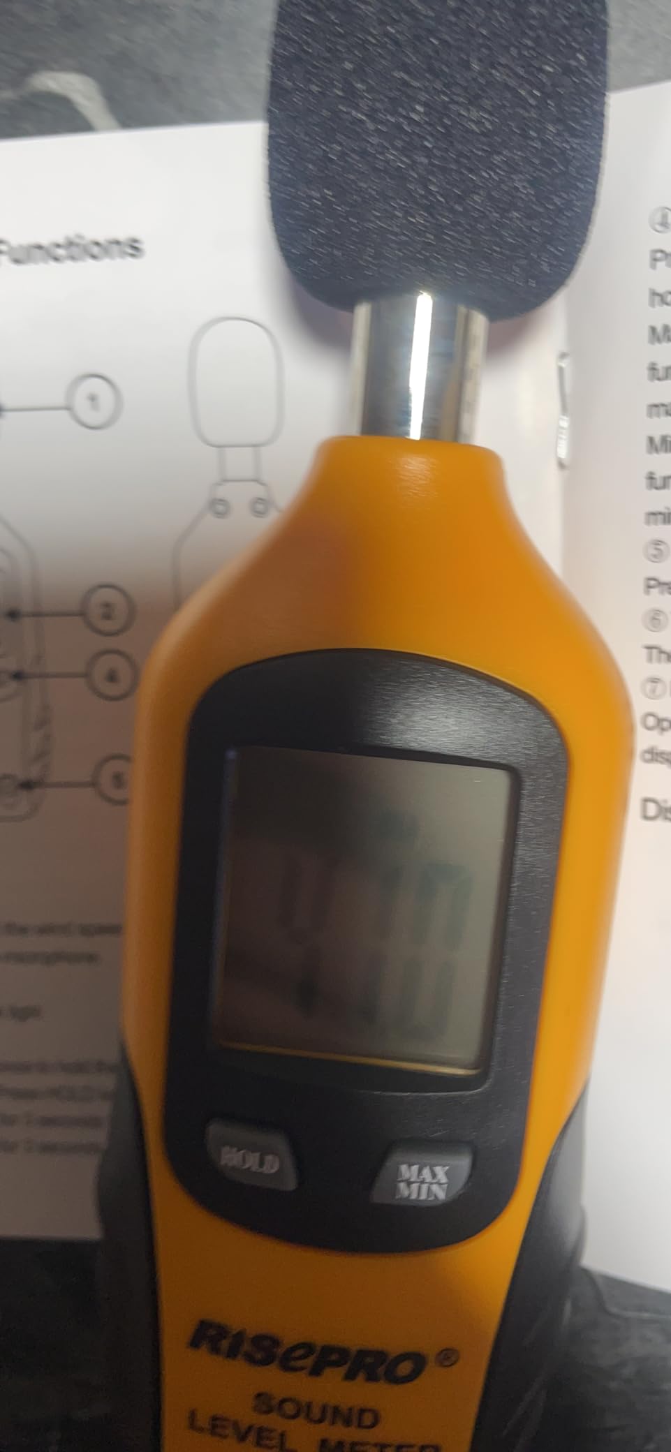 Decibel Meter, RISEPRO Digital Sound Level Meter 30 - 130 dB Audio Noise Measure Device Backlight MAX/MIN, Data Hold Auto Power Off Dual Ranges HT-80A customer photo 2