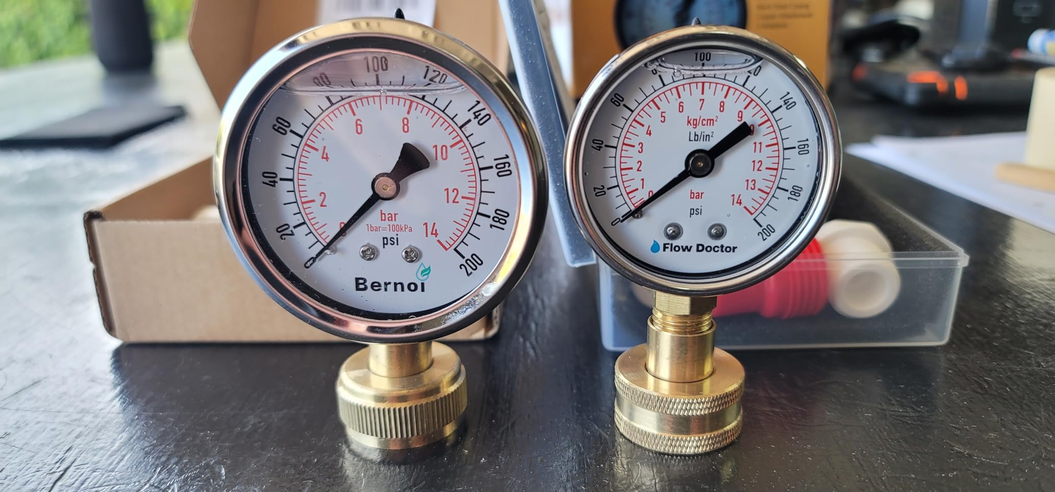 Water Pressure Glycerin Filled Gauge Kit, All Purpose, 6 Parts Kit, 0 To 200 Psi, Standard 3/4