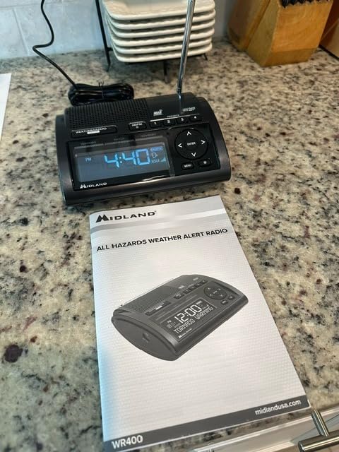 Midland - WR400 Weather Radio Deluxe - NOAA Emergency Alert Scanner - Home Use with Battery Backup - Local County Programming Over 80 Emergency Voice Flashing Alerts - Alarm Clock AM/FM Radio customer photo 2