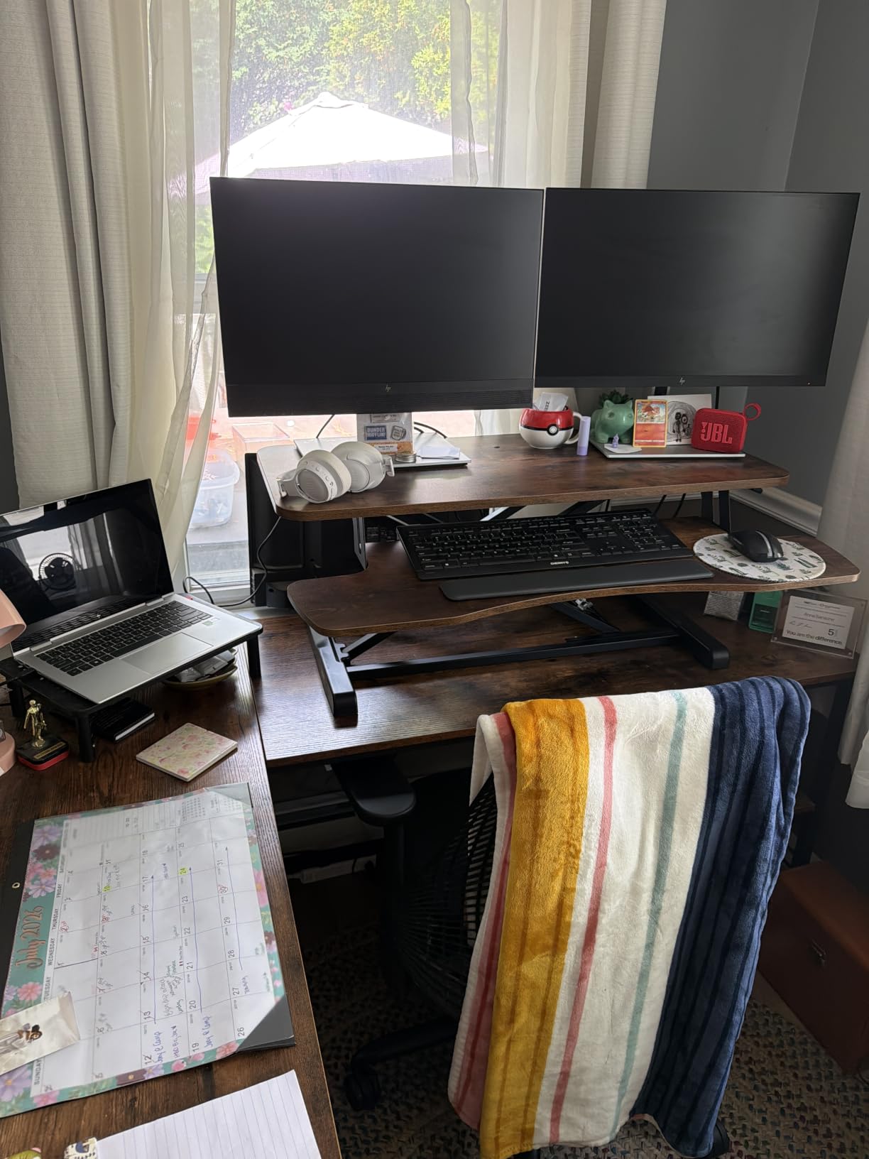 VIVO 32 inch Desk Converter, K Series, Height Adjustable Sit to Stand Riser, Dual Monitor and Laptop Workstation with Wide Keyboard Tray, Black, DESK-V000K | Height Adjustable, Stand Up Desk Riser, Wide Keyboard Tray, Dual Monitor and Laptop Workstation, K Series customer photo 2