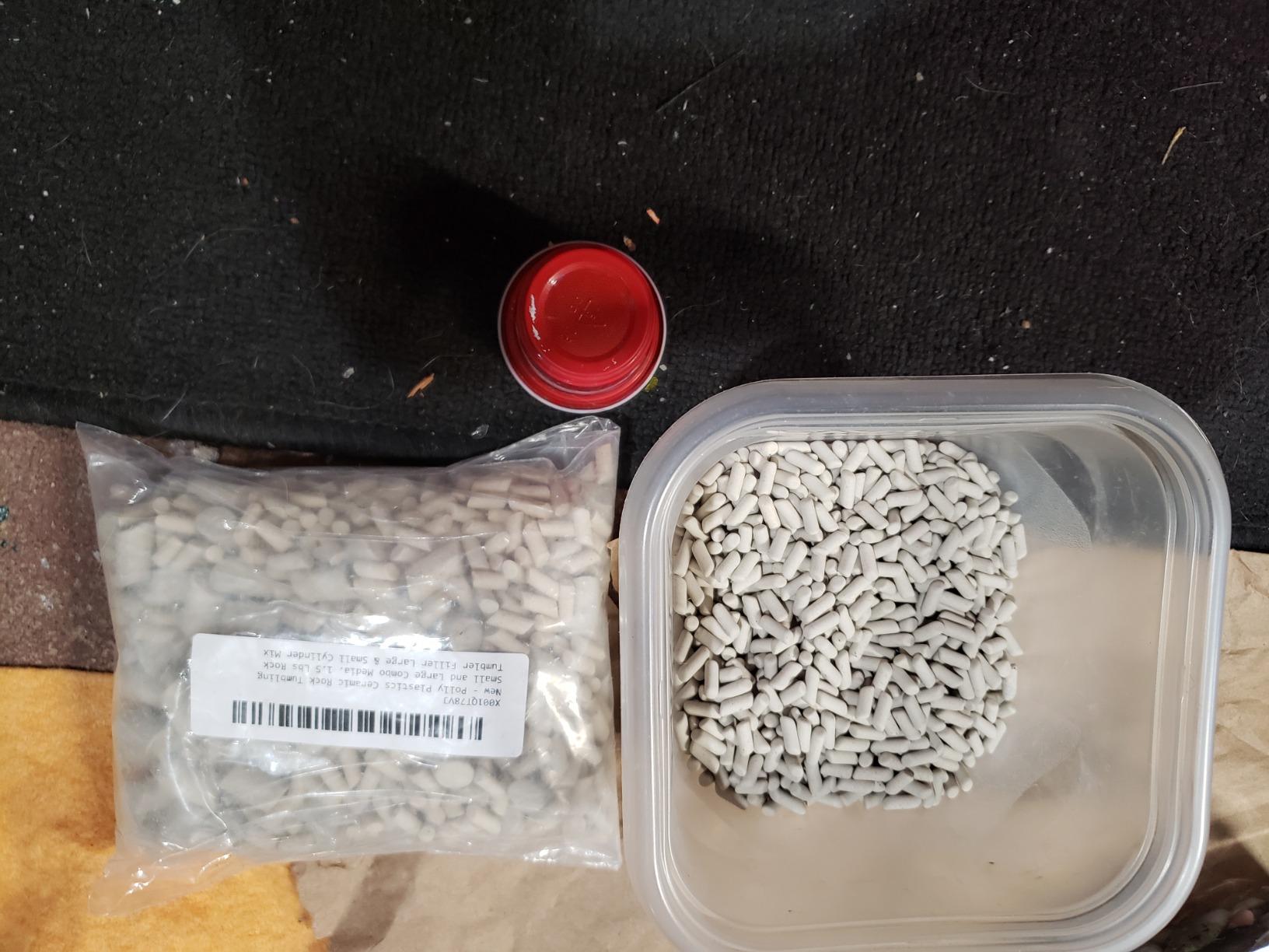 Polly Plastics Rock Tumbling Ceramic Filler Media (Small Cylinder Size) Non-Abrasive Ceramic Pellets for All Type Tumblers (1.5 lbs) customer photo 1