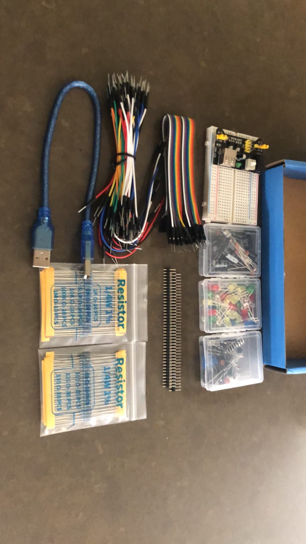 REXQualis Electronics Basic Kit w/Power Supply Module, Breadboard, Jumper Wire, LED,Resistor, comes with more than 300pcs sensors and components for fun and simple electronic projects. customer photo 2