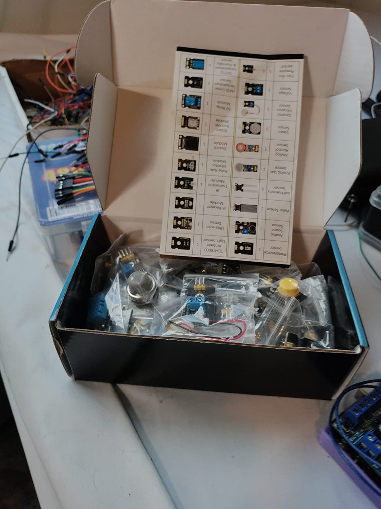 KEYESTUDIO 48 Sensors Modules Starter Kit for Arduino with LCD, 5v Relay, Sound, LED Modules, Servo Motor, Motion, Pressure Sensor, Gas Sensor, etc. Programming for Beginners Adults Learning customer photo 1