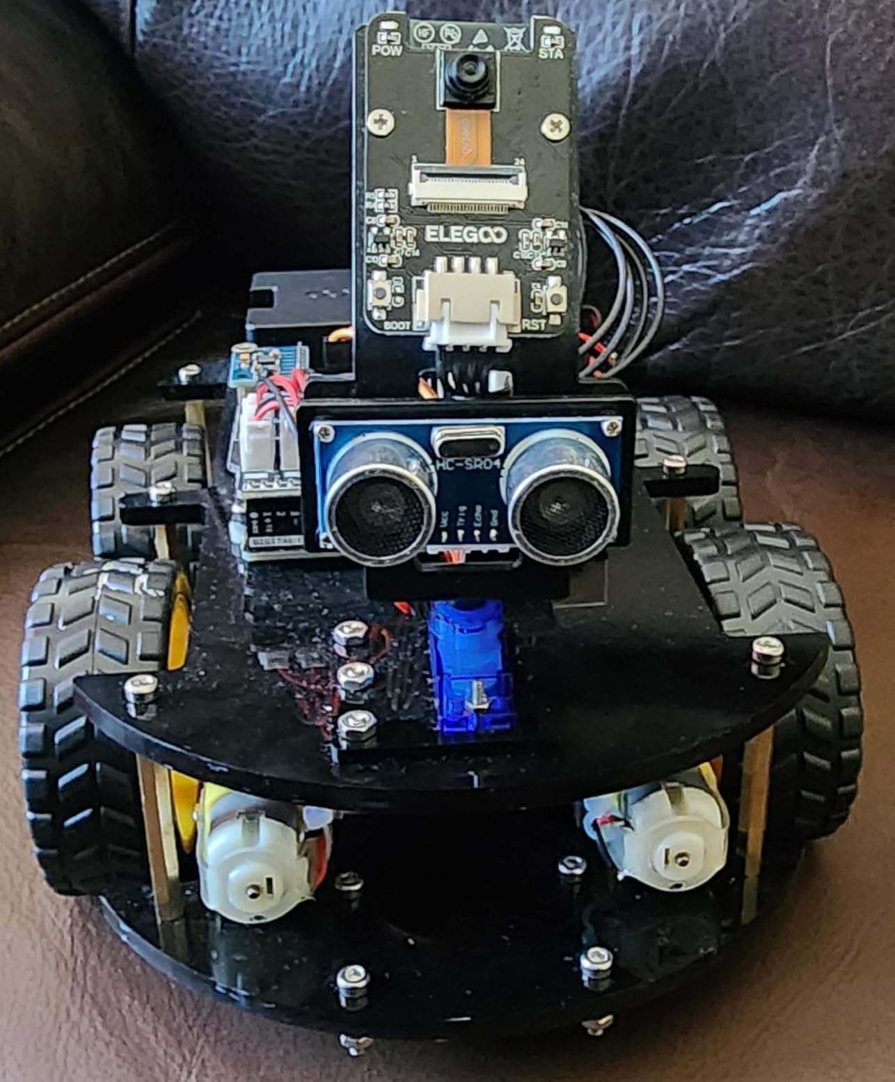 ELEGOO UNO R3 Smart Robot Car Kit V4 with Camera, Compatible with Arduino | FPV Video, Line Tracking, Obstacle Avoidance, Auto Follow, App & IR Control, Class STEM Building & Coding Kit, Gift for 12+ customer photo 1