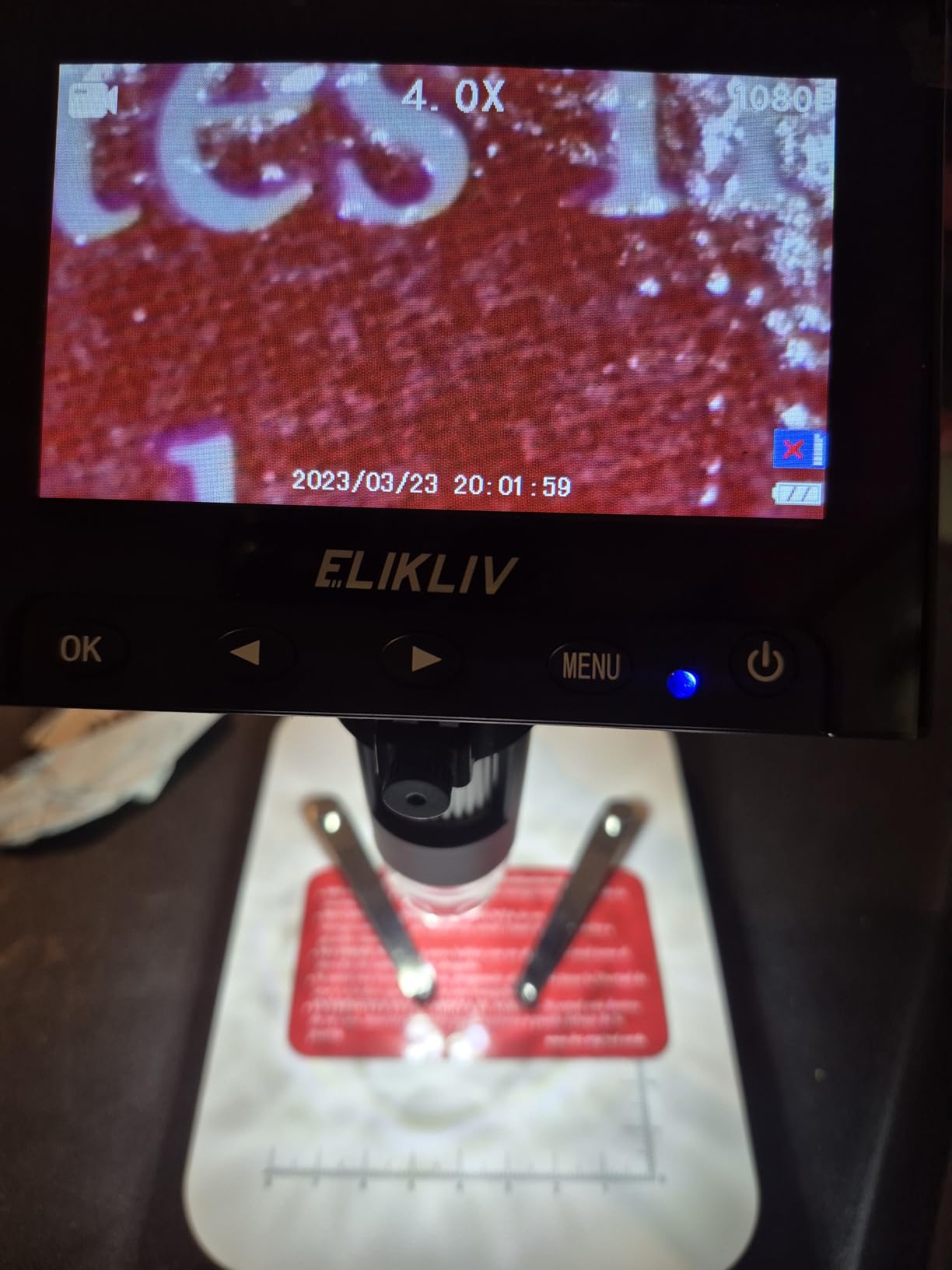 Elikliv Microscope, LCD Digital Coin Microscope 1000x, Coin Magnifier with 8 Adjustable LED Lights, PC View Compatible with Windows/MacBook, EDM4, 4.3-Inch customer photo 2