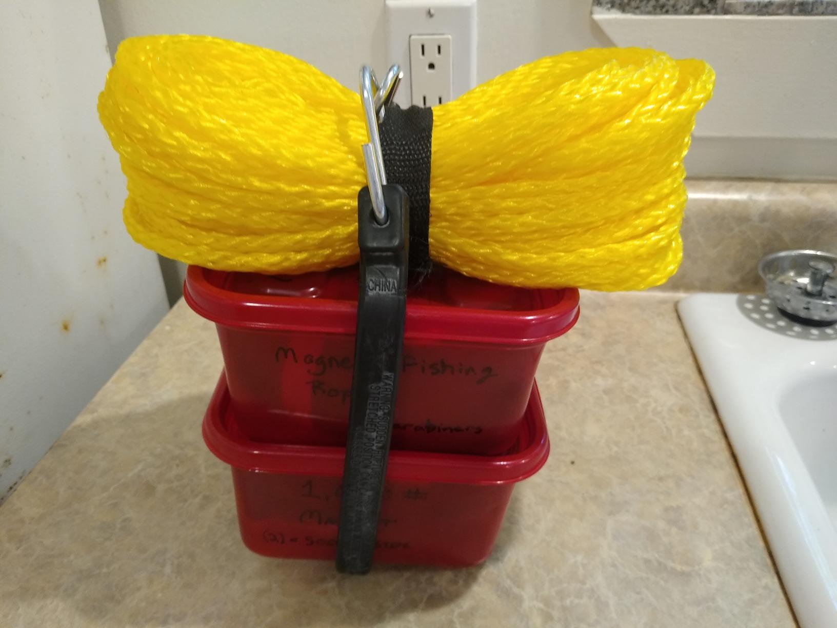 Logui Projects 1200 LB Magnet Fishing Kit with Case - Double Sided Magnet with Grappling Hook, 65FT Rope, Gloves, Carabiner and Foldable Bucket customer photo 1