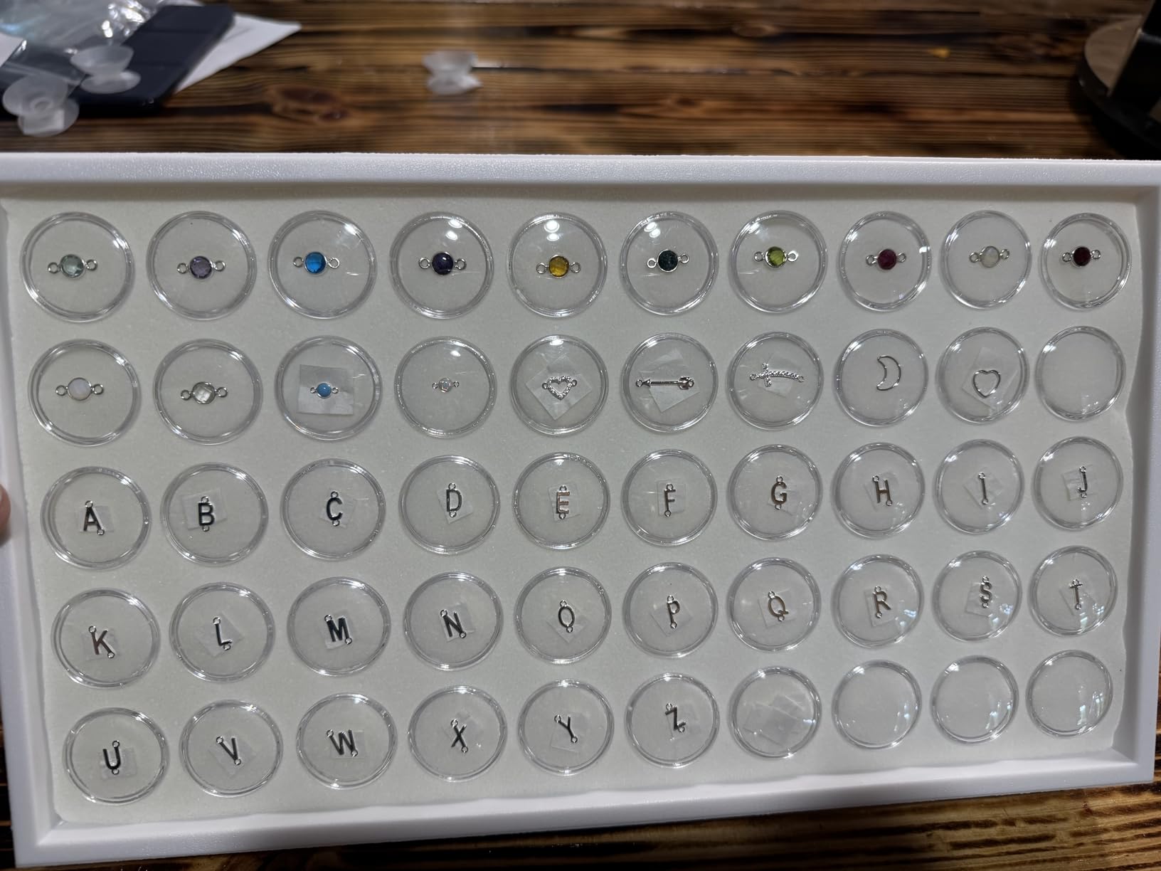 Ikee Design White Foam Gem and Bead Organizer 50 Jars Display Tray | Stackable Display Tray for Collectibles, Home Organization Storage Gemstones, Bead Storage Jars, White Foam/Black Tray customer photo 1