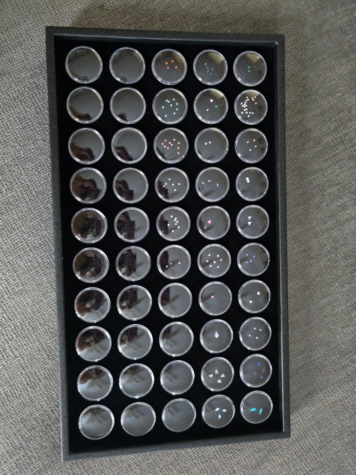 Ikee Design White Foam Gem and Bead Organizer 50 Jars Display Tray | Stackable Display Tray for Collectibles, Home Organization Storage Gemstones, Bead Storage Jars, White Foam/Black Tray customer photo 2
