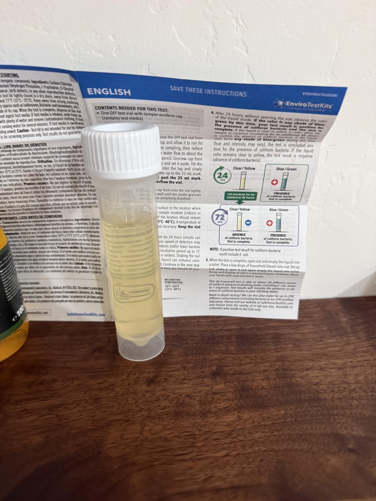 Safe Home DIY Bacteria in Water Test Kit - Results as Fast as 6 Hours - Detects 50 Different Species of Coliform Bacteria - EPA Lab Certified - Made in the USA customer photo 1