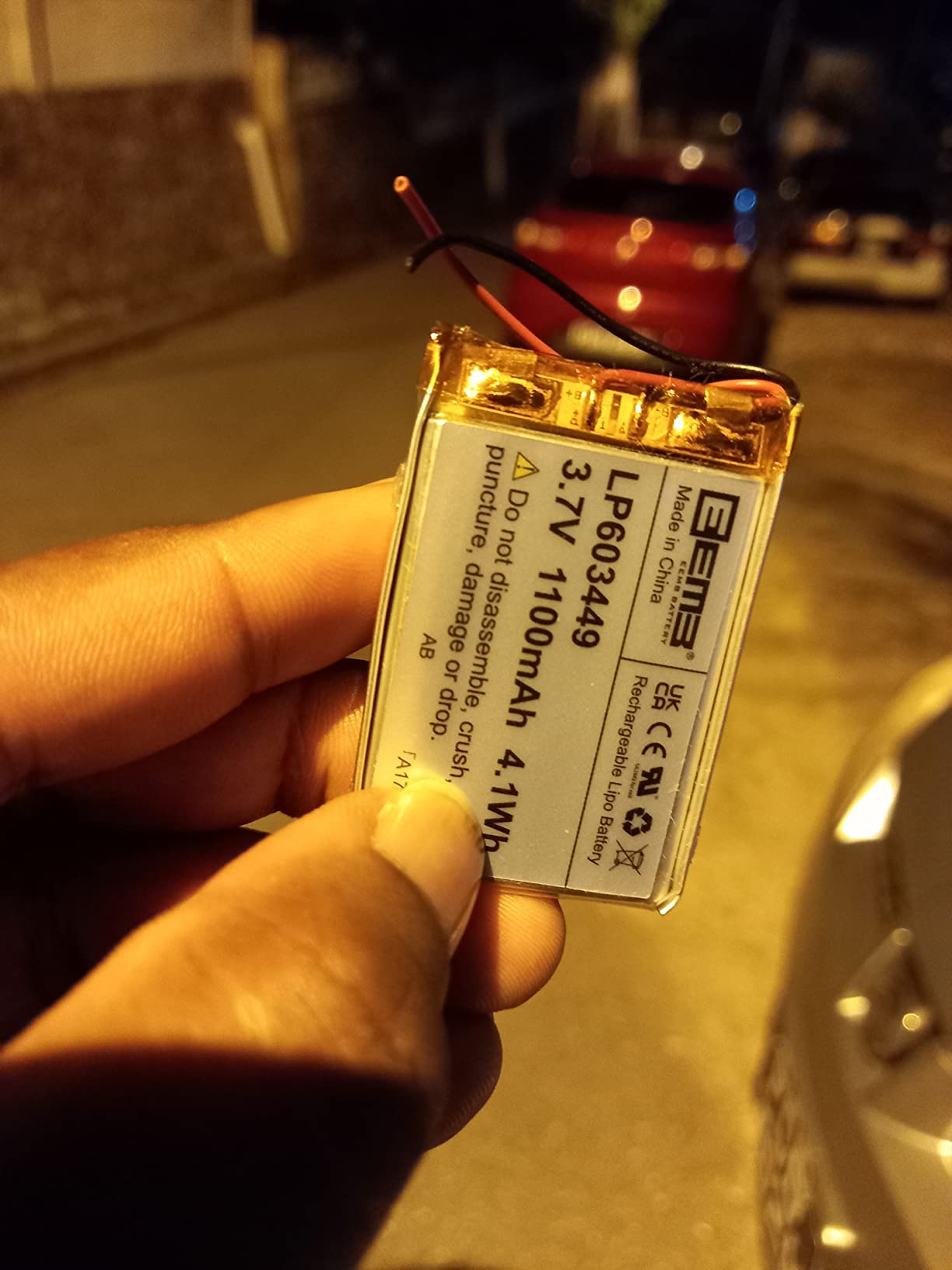 EEMB 3.7V Lipo Battery 1100mAh 603449 Rechargeable JST 2.0mm, 1-Pack customer photo 2
