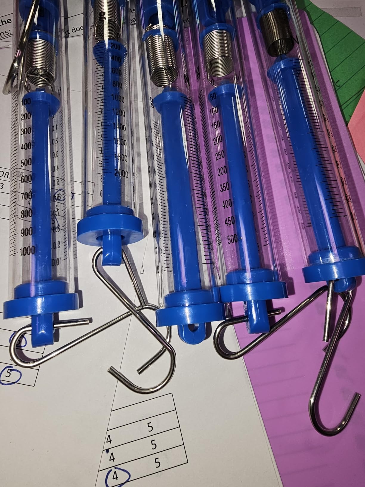 QWORK Tubular Spring Scale Set - 1N to 30N Range, Gram and Newton Dual Scale for Physics Lab, Classroom and Test Use, 1N, 5N, 10N, 20N, and 30N customer photo 2