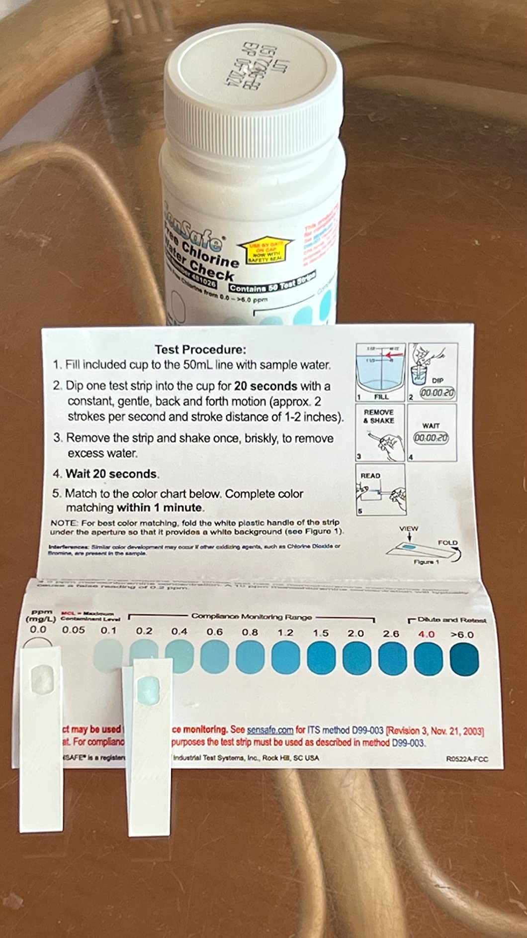 Industrial Test Systems SenSafe 481026 Free Chlorine Test Strip | USEPA Approved Method D99-003 | 0-6ppm | 0.05ppm Detection | No Bleach-Out | Bottle of 50 | Drinking Water, Food Service, Restaurant customer photo 2