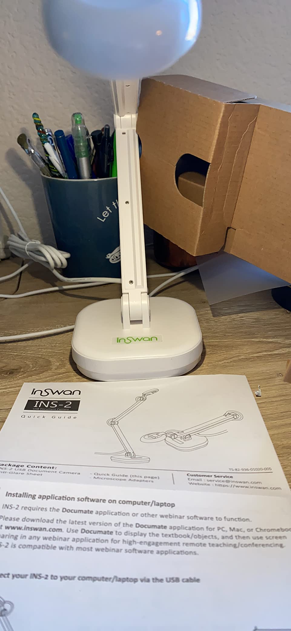 INSWAN INS-2 UHD 4K 13MP Document Camera, Built-in LED, Mic, A3 Capture | Dual Auto-Focus, Plug & Play, Compatible with Mac, Windows, Chromebook, Ideal for large documents, artworks, big classrooms customer photo 2
