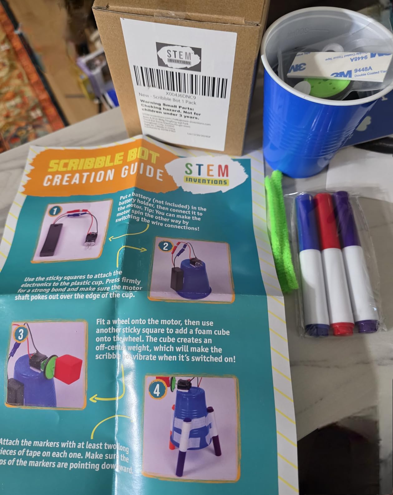 Scribble Bot Kit, 10-Pack - Bulk DIY Doodle Drawing Robot STEM Kit | Builds 10 motorized drawing robots, a classroom robotics and art project, no tools needed customer photo 1