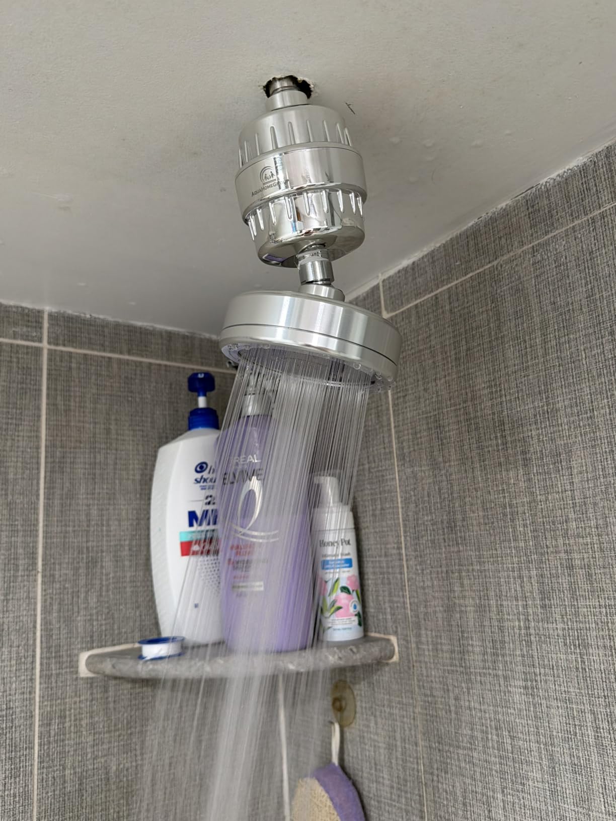 AquaHomeGroup Filtered Shower Head, 20+3 Stage, Reduces Chlorine, Chrome | Shower filter 20+3 stage, reduces chlorine and odor, high output, wall-mount, chrome finish, stainless steel customer photo 1