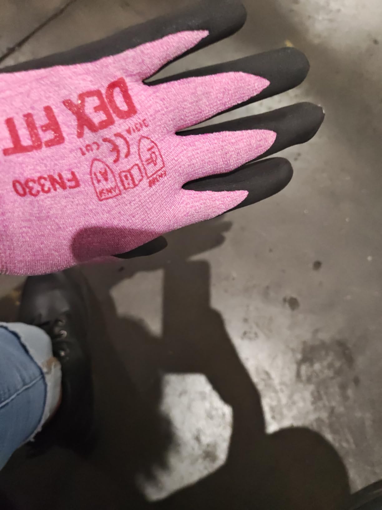 DEX FIT Nitrile Work Gloves FN330, 3D Comfort Fit, Touchscreen Grip Gloves for Warehouse, Construction, Package Handling, Delivery & General Work, Men & Women, Black, S, 3 Pairs customer photo 1