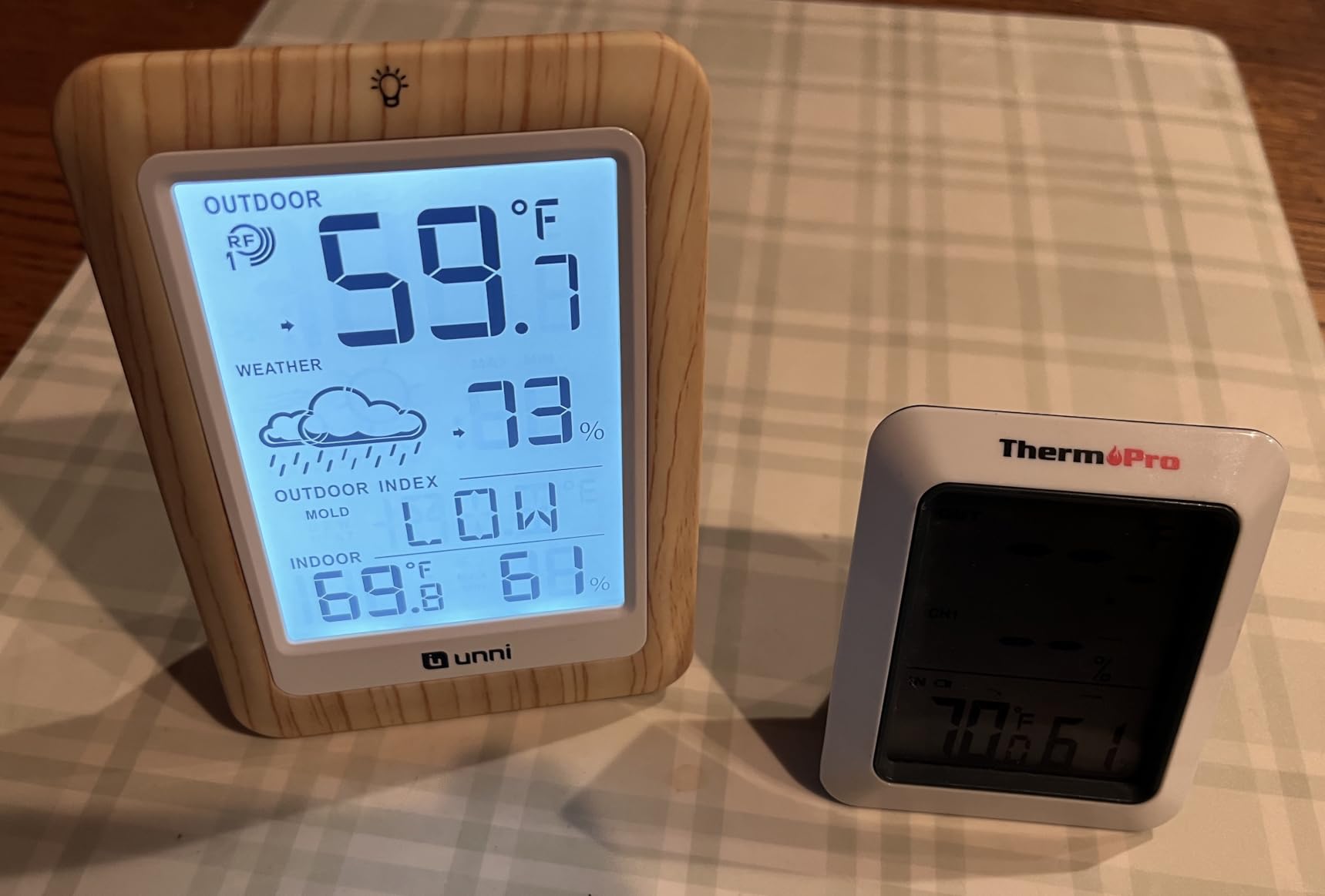 Indoor Outdoor Thermometer Hygrometer Wireless Weather Station, Temperature Humidity Monitor Battery Powered Inside Outside Thermometers with 330ft Range Remote Sensor and Backlight Display customer photo 2