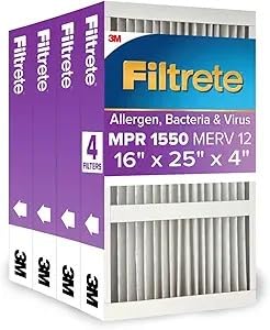 Filtrete 20x25x4 Air Filter MERV 12, MPR 1550 Certified Asthma & Allergy Friendly 2-Pack, Fits Honeywell & AprilAire, AC Furnace HVAC Filters, Pleated Electrostatic (Actual Size 19.88x24.63x4.31 in) customer photo 2
