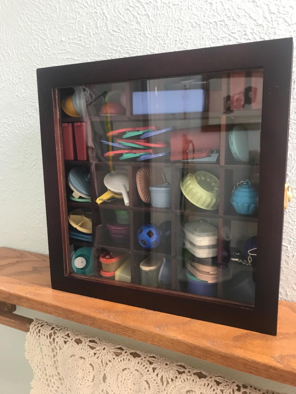 Adjustable Rock Display Case - Rock Collection Box with Fabric Bed for Mineral Display - Dark-Finish Shadow Box with Shelves for Crystal Storage customer photo 1