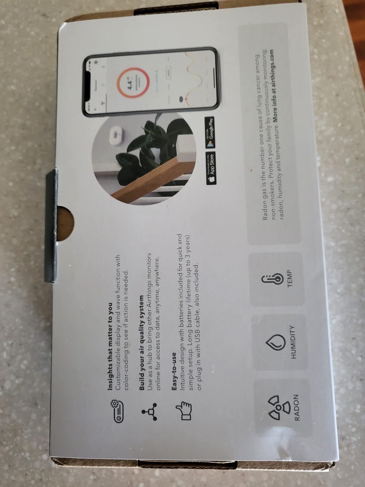 Airthings 2989 View Radon - Radon Monitor with Humidity & Temperature Detector - Battery Powered Mobile APP, WiFi, Alerts & Notifications customer photo 1