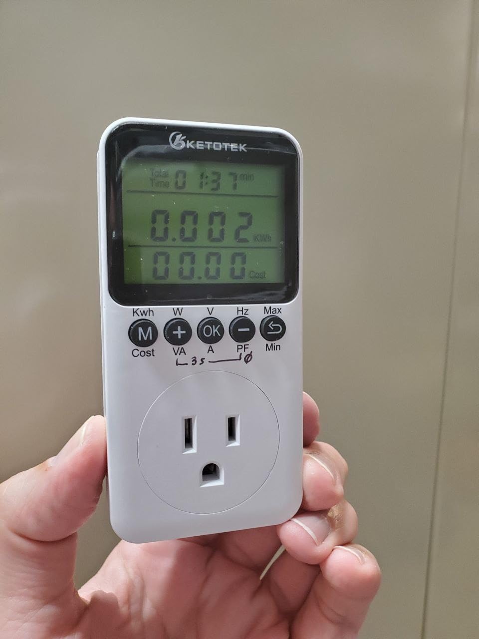 KETOTEK Watt Meter Power Meter Plug Electricity Usage Monitor for Home, Energy Monitor with LCD Display, Kilowatt Meter Socket Outlet, Voltage Amps Power Consumption Meter, Overload Protection customer photo 1