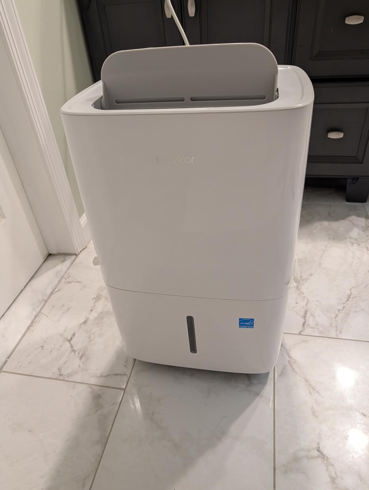 Waykar 150 Pint 7000 Sq.Ft Dehumidifier for Basement with Drain Hose & Tank | 90° Auto Swing, 30%-80% Humidity Control for home, Continuous drainage support, Whole-House Dehumidification, Auto-defrost customer photo 2