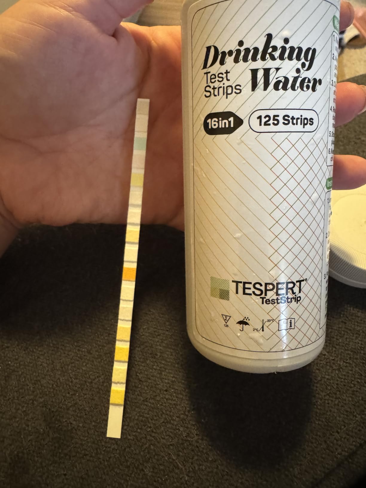 TESPERT Drinking Water Test Strips 125ct, Lead Home Tap Well Water Test Kit | 30s Quick Screening 16 in 1 Water Tester for Lead, Nickel, Nitrate, Iron, Copper, Hardness, pH, Alkalinity, Chlorine & More customer photo 1