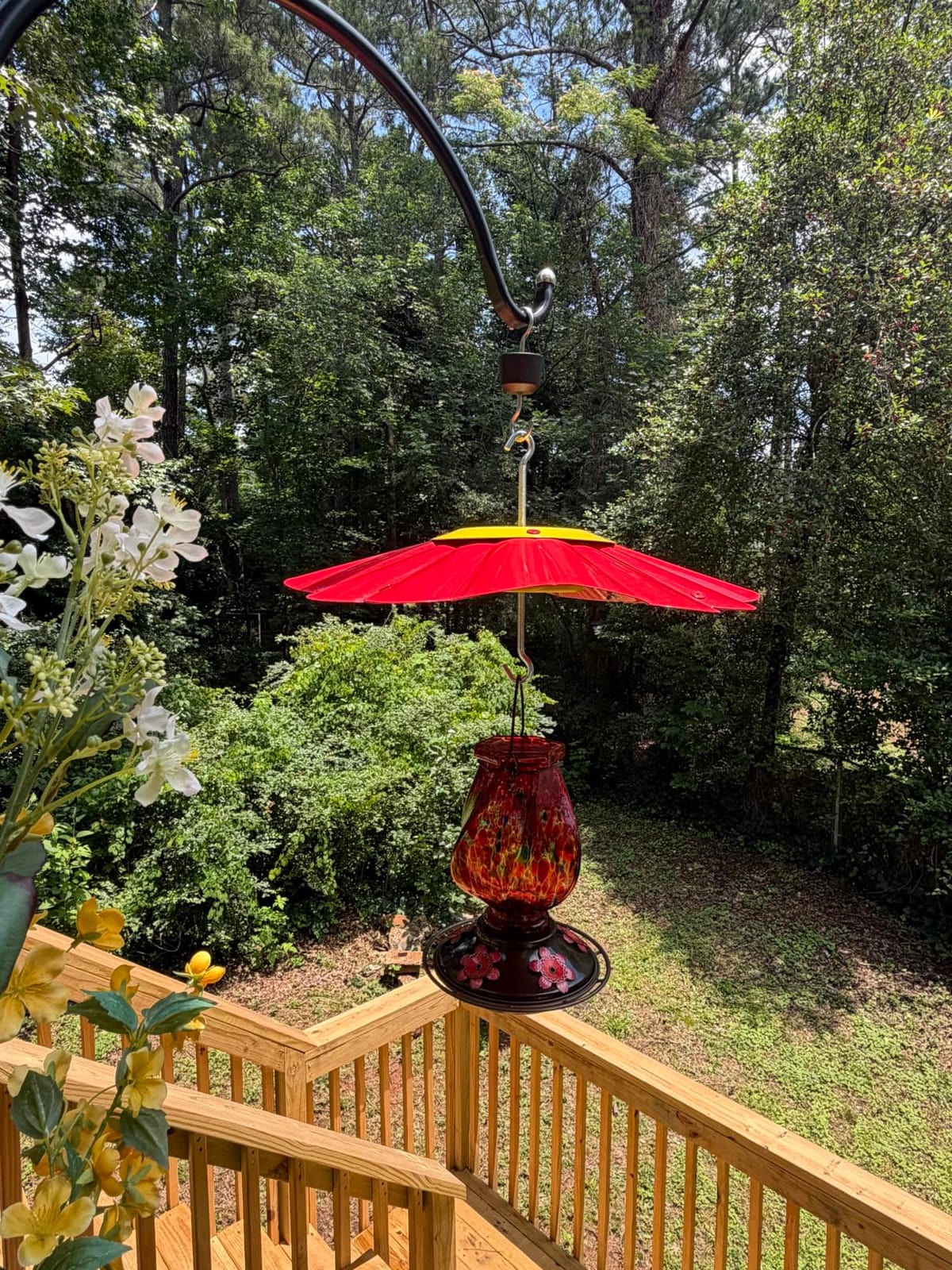 Hummingbird Feeders for Outdoors Hanging, Hand Blown, Blue, 22oz | Glass Hummingbird Feeder with Ant Moat, 5 Bee-Proof Ports, Leak-Proof, 360° Perch, Garden Decor, Gifts for Women Men Mom Dad customer photo 2
