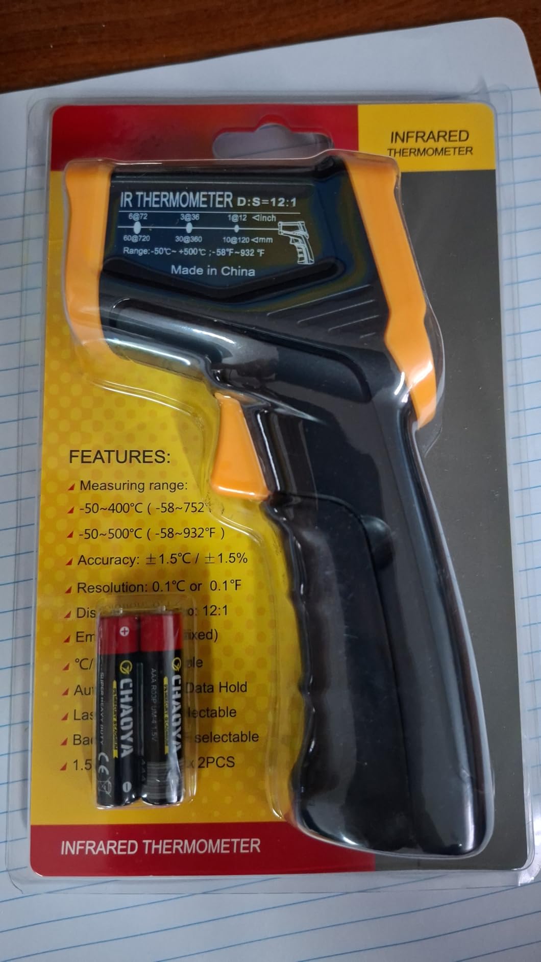 Digital Infrared Thermometer gun for cooking,BBQ,Pizza oven,Ir Thermometer with Backlight,-58℉~932℉(-50℃~500℃) Handheld Non Contact Heat Laser Temperature Gun (Not for Human) customer photo 1