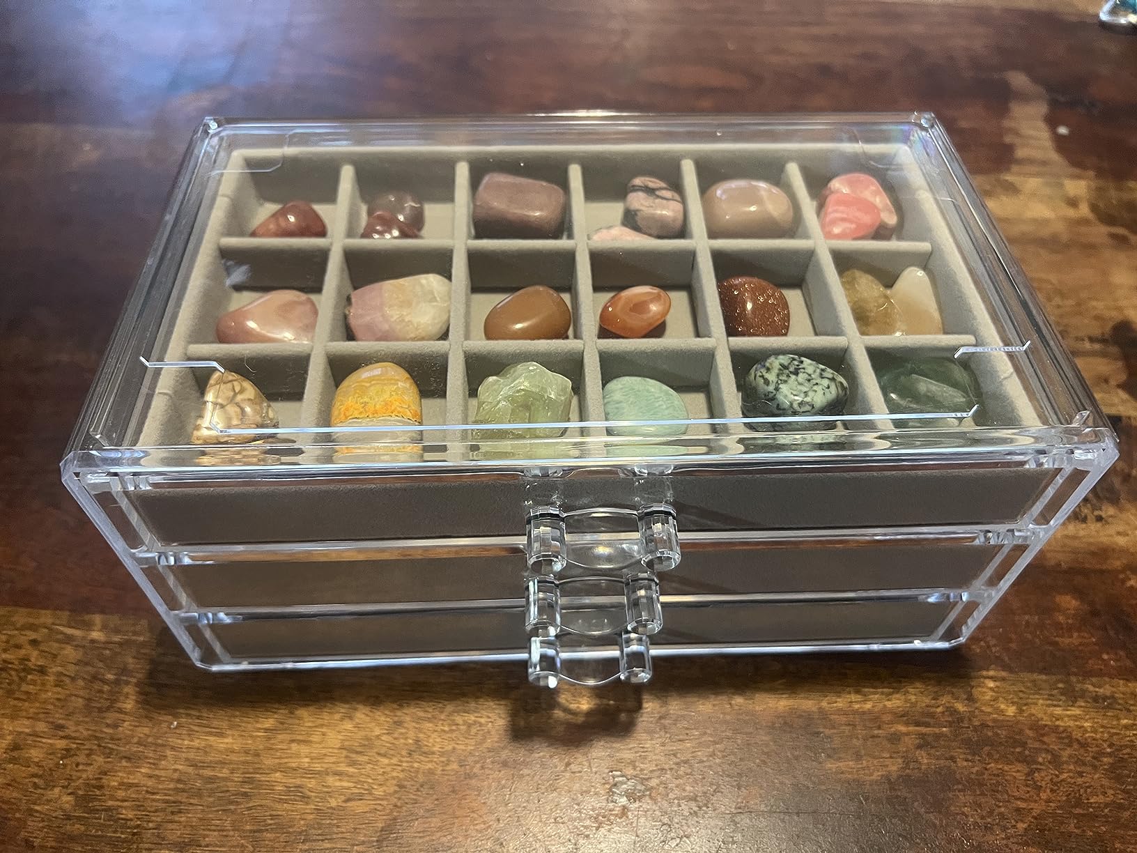 Acrylic Rock Collection Display Case for Collectibles & Mineral Organizer | Clear acrylic shadow box with door and adjustable shelves, storage for rocks and gemstones, display for hobby collectors customer photo 1