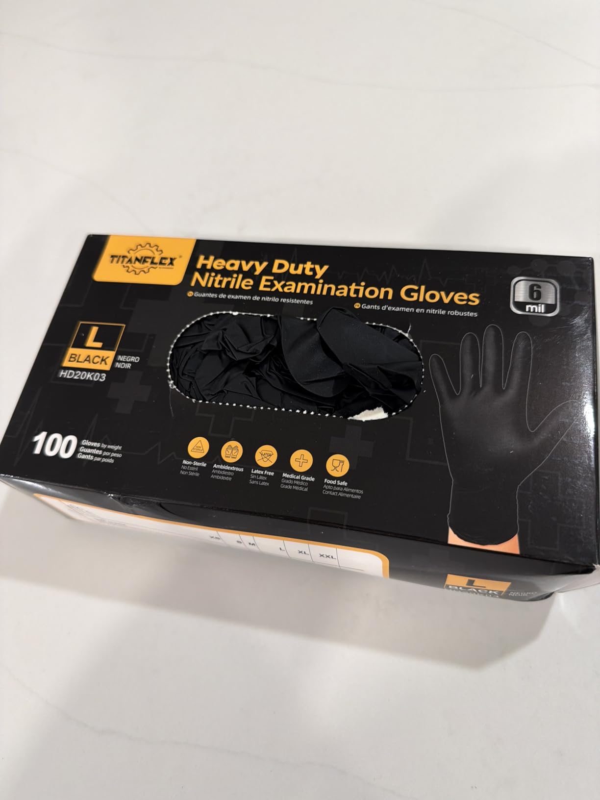 TitanFlex Disposable Nitrile Exam Gloves - 6-mil, Black, Heavy Duty, Latex Free, Food Safe for Cooking customer photo 1