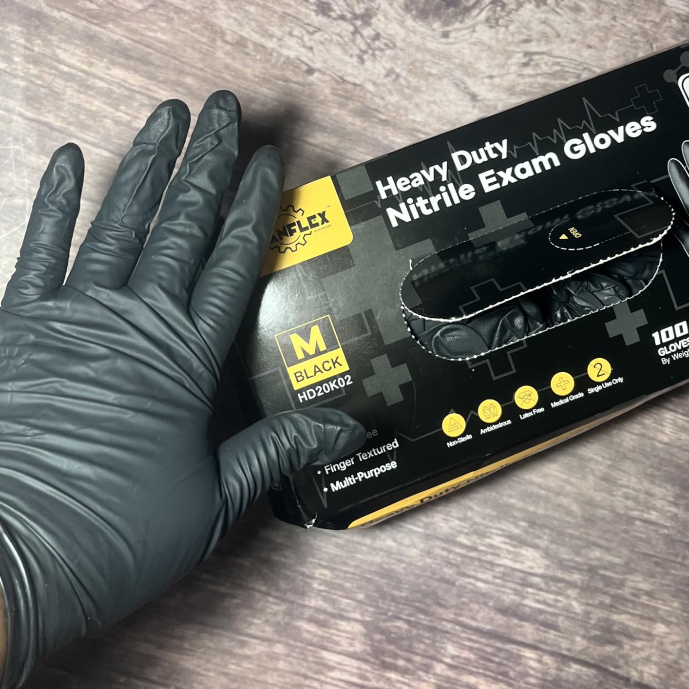 TitanFlex Disposable Nitrile Exam Gloves - 6-mil, Black, Heavy Duty, Latex Free, Food Safe for Cooking customer photo 2