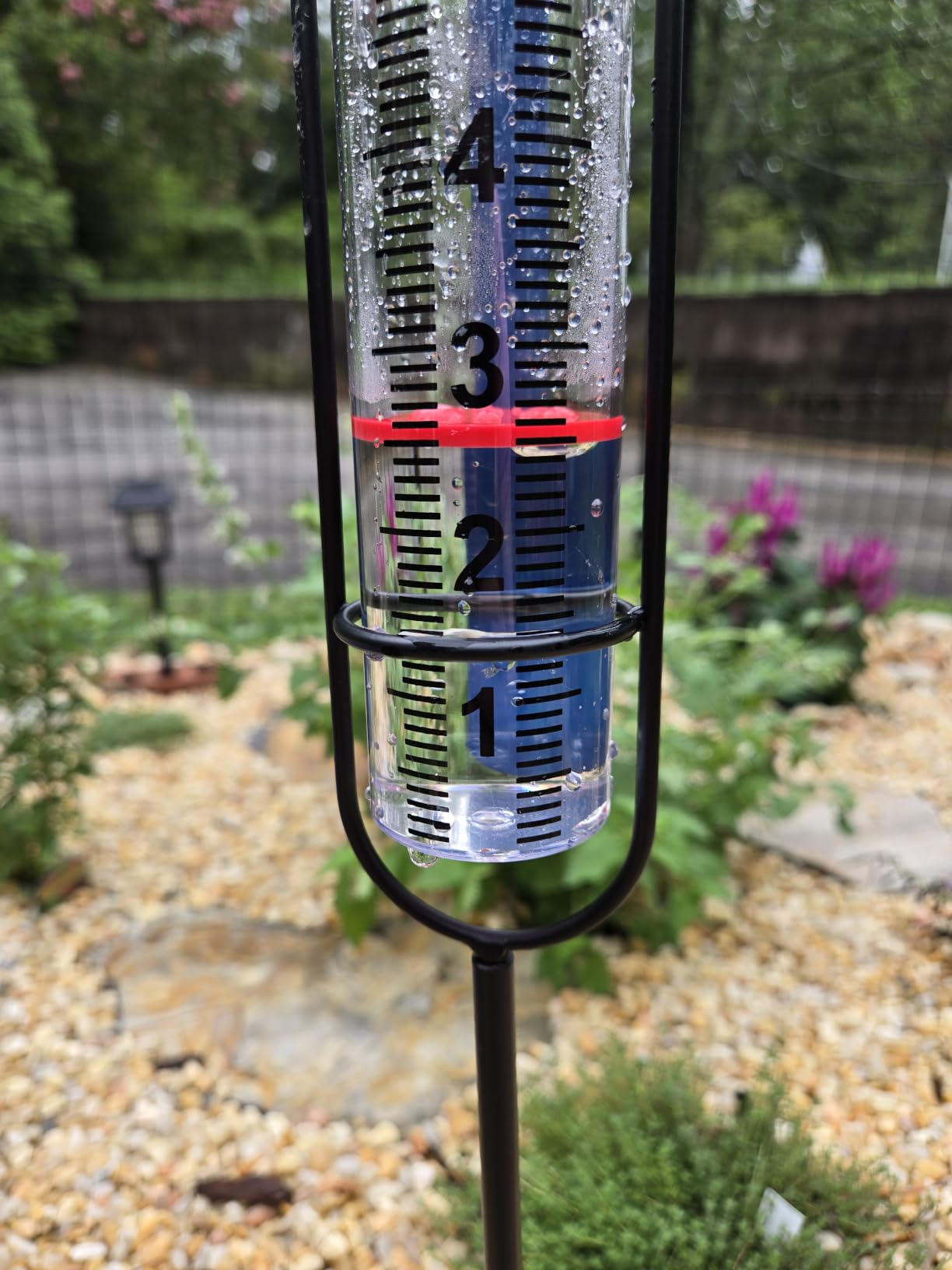 JMBay Rain Gauge Outdoor, Accurate Rain Gauges Outdoors Best Rated, Tall Rain Gauge for Yard with Stake, Decorative Rain Measure Gauge for Garden, Deck, Lawn with Red Floating Buoy, Adjustable Height customer photo 1