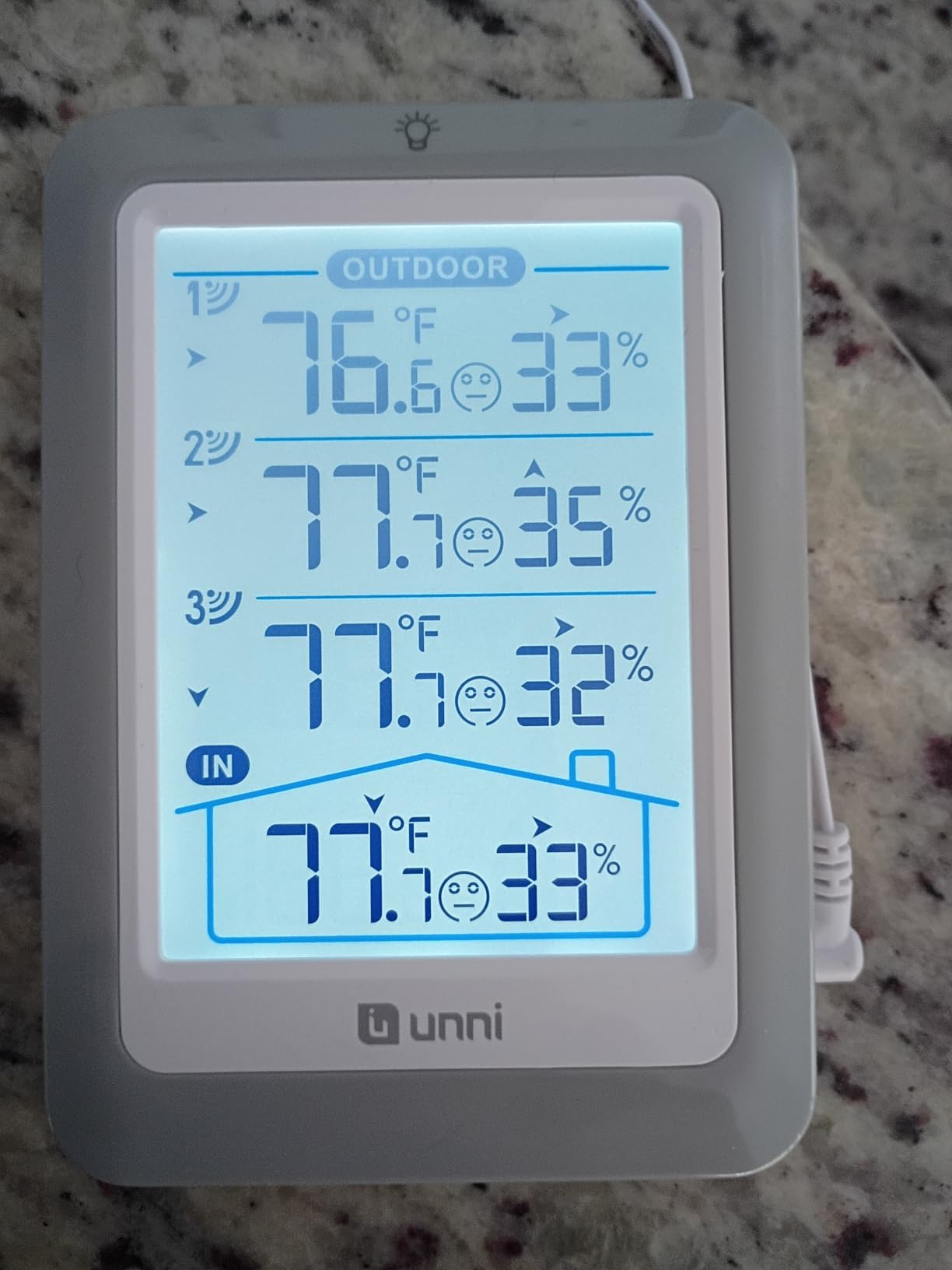 Indoor Outdoor Thermometer Wireless 4.5 Inch Display Digital Hygrometer | Temperature Humidity Monitor with 330ft Range Sensor and Adjustable Backlight with 3 Sensors customer photo 2