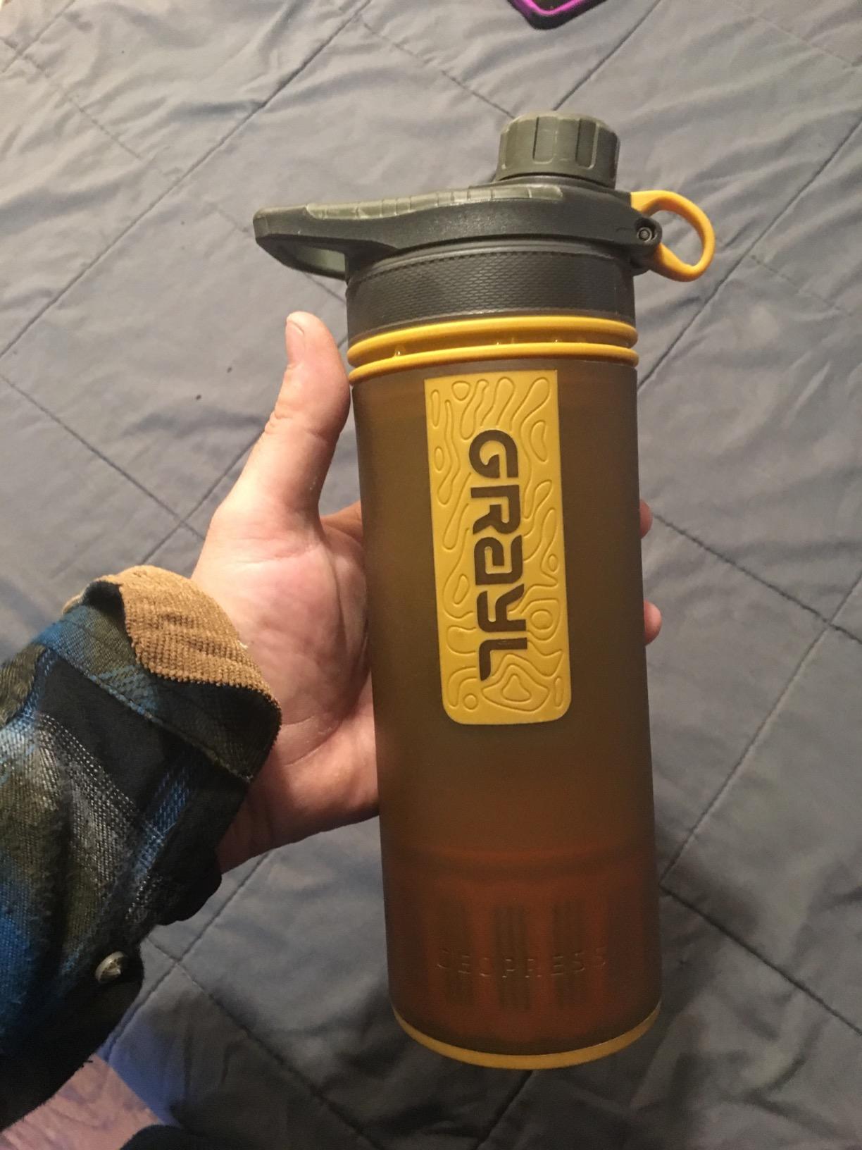 GRAYL GeoPress 24 oz Water Purifier & Water Filter Bottle, Black Camo | Purifies & Filters Water in 8 Seconds for Hiking, Backpacking, Camping, Survival & Travel, Removes Viruses & Bacteria customer photo 1