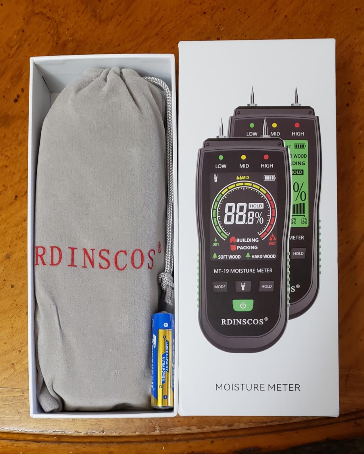 RDINSCOS Digital Moisture Meter Pin-Type Wood Moisture Detector | 4 Modes Humidity Tester, For Wood, Lumber, Flooring, Color Display, Built in Flashlight, Replaceable Pins customer photo 1