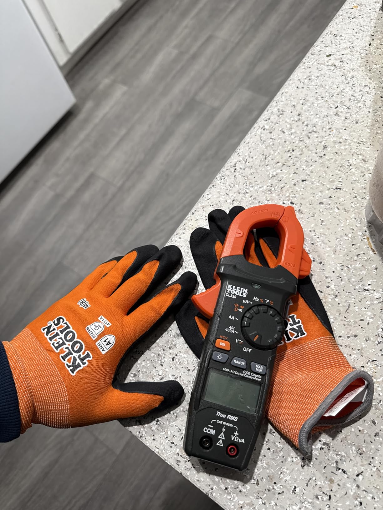 KLEIN TOOLS 60582 Work Gloves, Knit Dipped Cut Resistant ANSI A1 Nitrile Coated Gloves, Nylon-Spandex, Touchscreen Capable, X-Large, 2-Pair customer photo 1