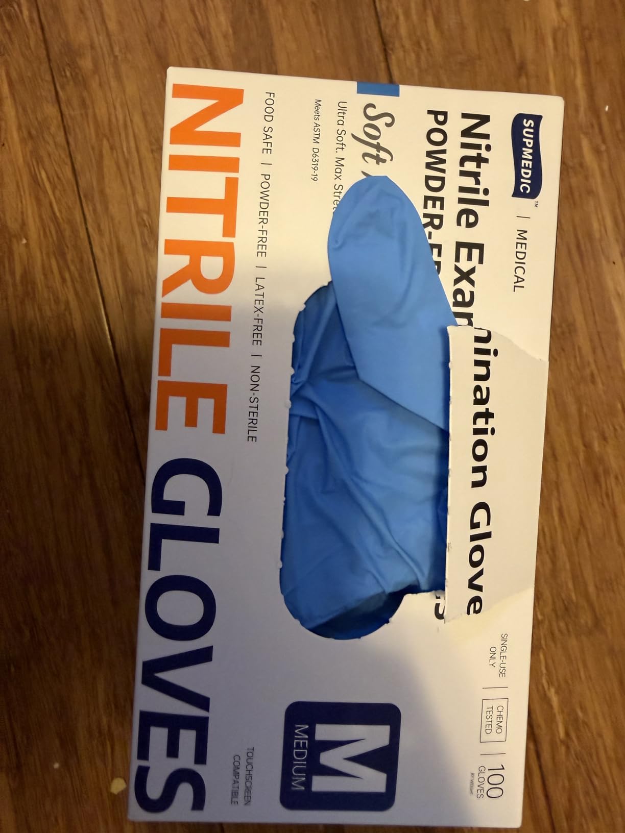 Supmedic Medical Soft Max Nitrile Exam Gloves Powder-Free Disposable 100 Ct, Blue customer photo 1