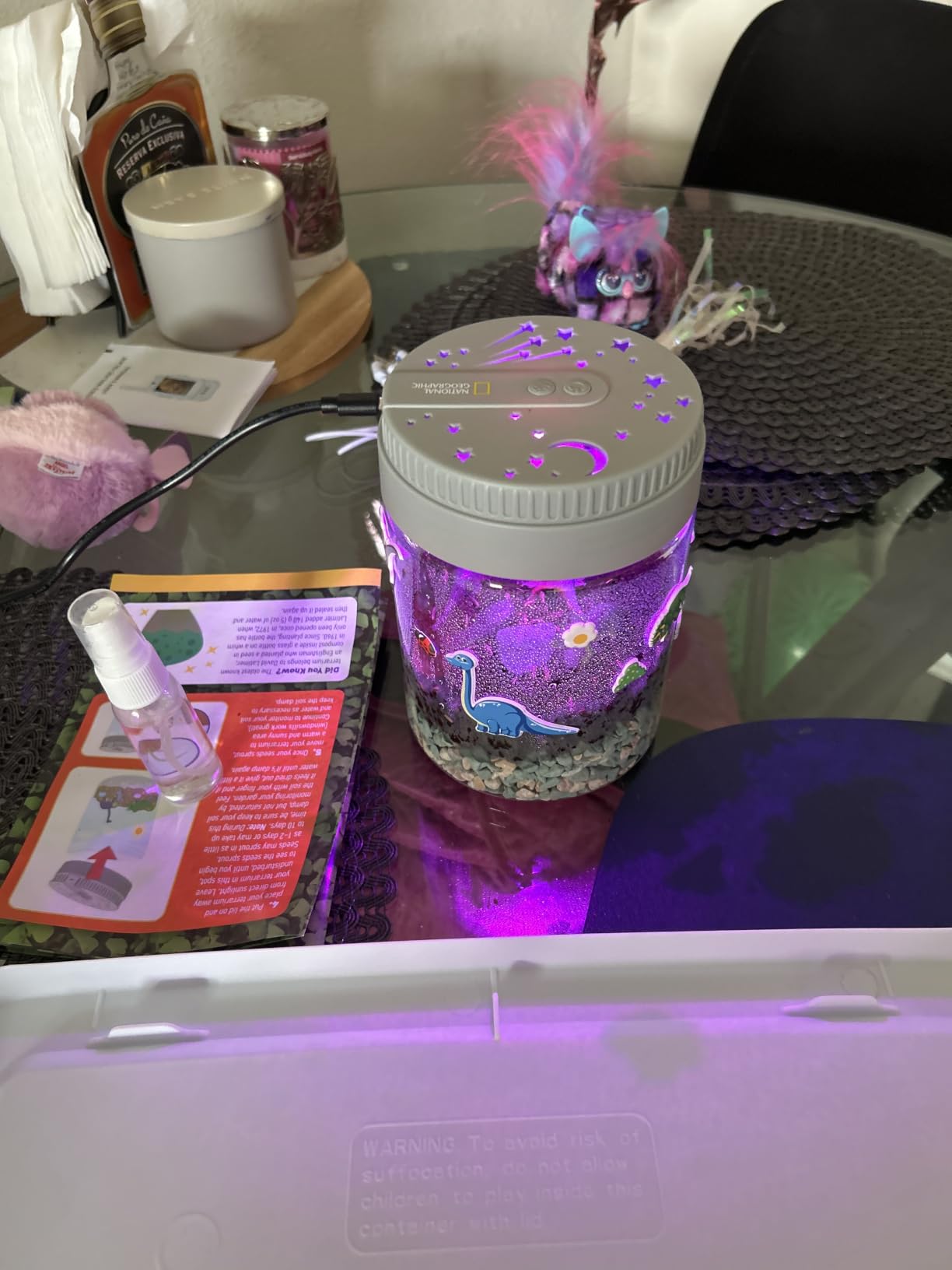 National Geographic Light-Up Dinosaur Terrarium Science Kit for Kids | Multicolor Light, Real Plants, Dinosaur Habitat, Real Gemstones, DIY Nature Activity, Science Learning Toy, Birthday Gift customer photo 2