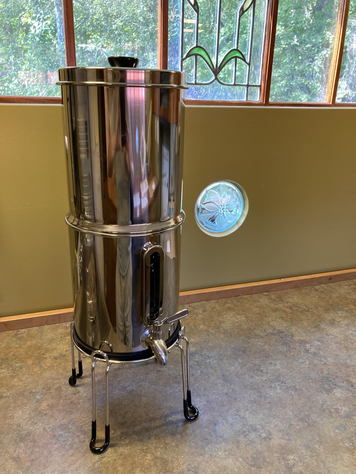 Purewell 2.25G Gravity Water Filter System with Water Level Window, 3-Stage 0.01μm Ultra-Filtration Stainless Steel Countertop System with 2 Filters and Stand, Reduce 99% Chlorine, PW-KS customer photo 1