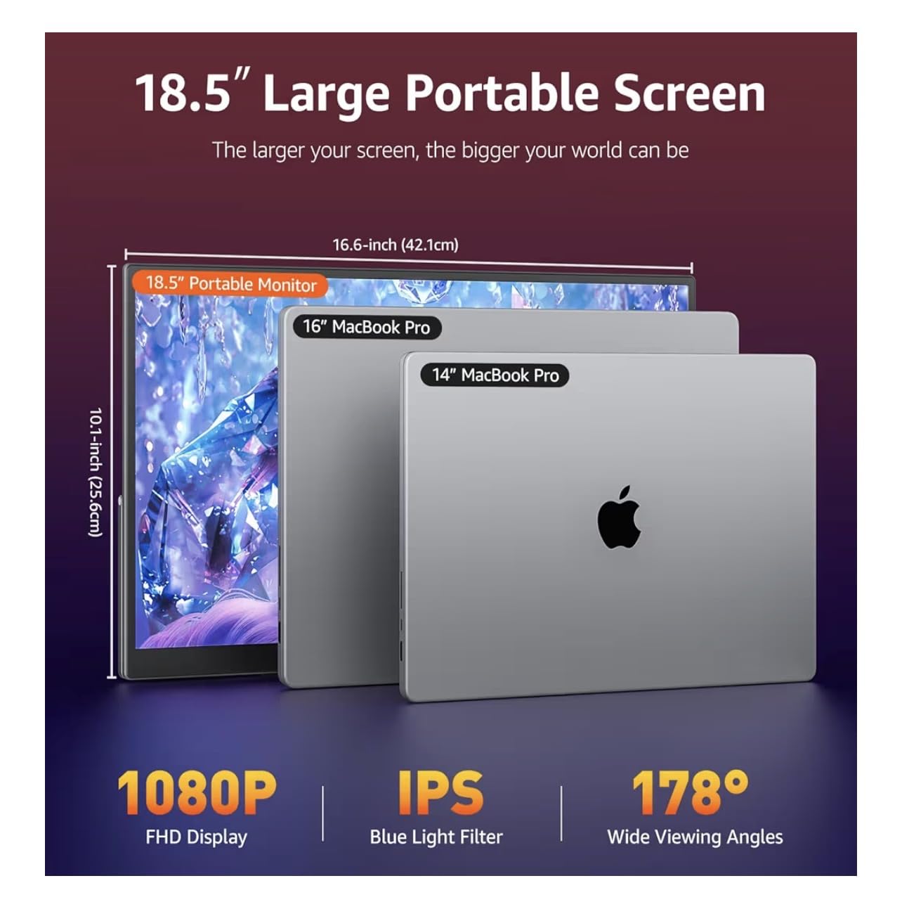 VisionOwl Portable Monitor for Laptop, IPS USB-C HDMI Travel Second Monitor for MacBook Pro Air, PC, PS5, Xbox, Portable Second Screen, Built-in Kickstand, Speakers, VESA Mountable, 18.5 Inch customer photo 2