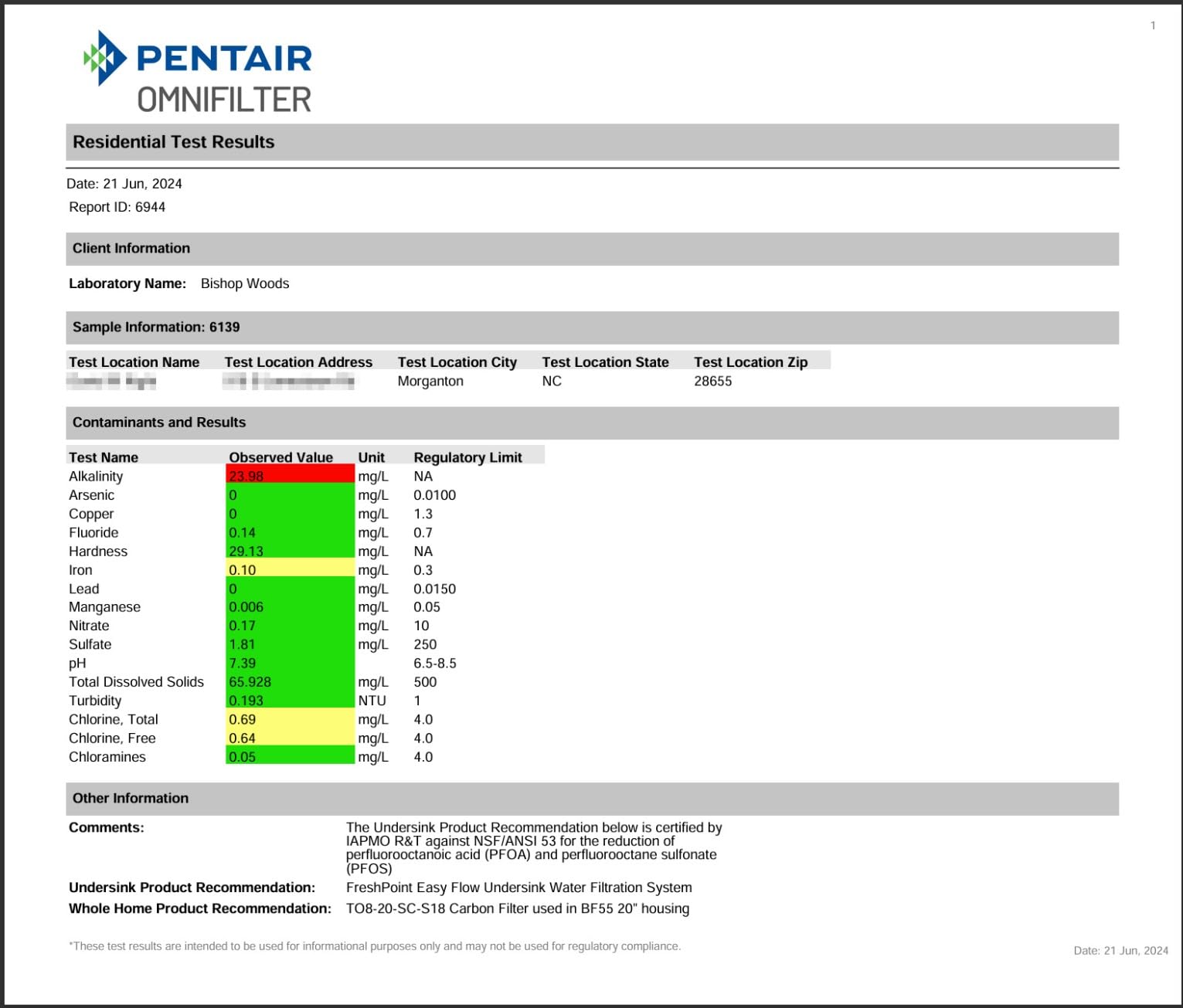 Pentair OMNIFilter Mail-in Home Water Test Kit, Lab Analysis | Tests Lead, Iron, Chlorine, Fluoride, Arsenic, Nitrates and More; One Sample Bottle, Prepaid Shipping, Results in 3-5 Days customer photo 2