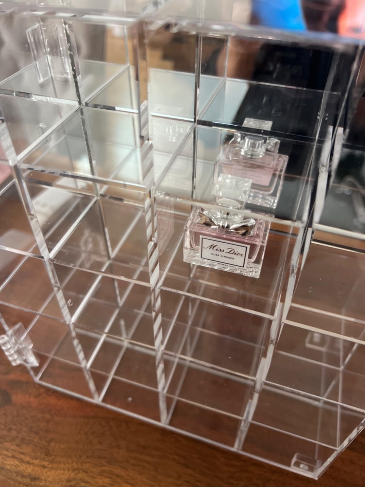 Adjustable Acrylic Rock Display Case Shadow Box with Shelves | Clear Storage Organizer for Mini Pop Figure, Collectibles, Mineral Crystal, Stones, Wall Mountable, with Mirrored & Lid customer photo 1